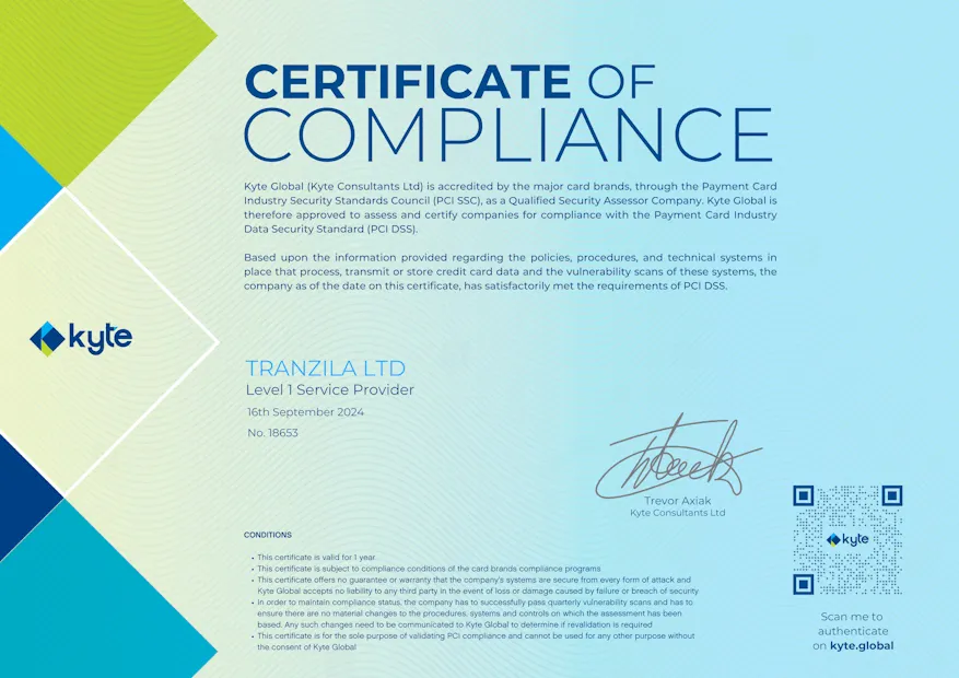 תעודת PCI לטרנזילה 2024